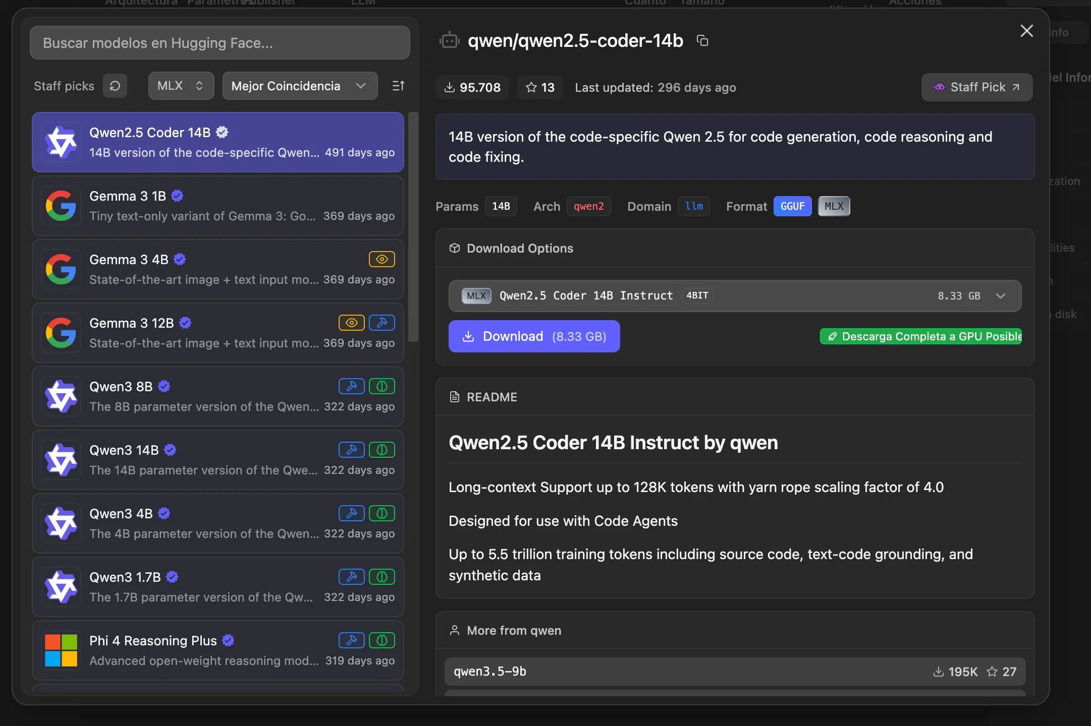 Model search in LM Studio